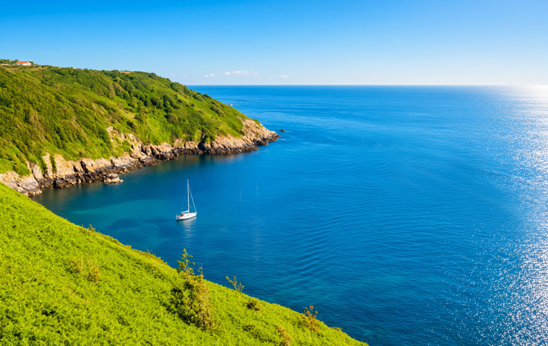 Sark harbour and sea